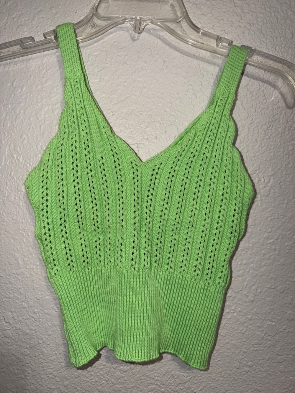 Lime Green Knitted Cropped Cami Top